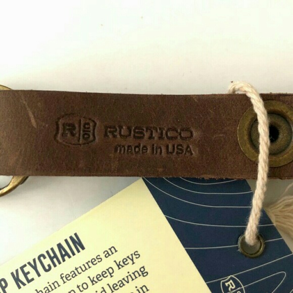 Rustico Super Loop Keychain Genuine Brown Leather Brass Clip Handmade 5" Luggage - Picture 6 of 8